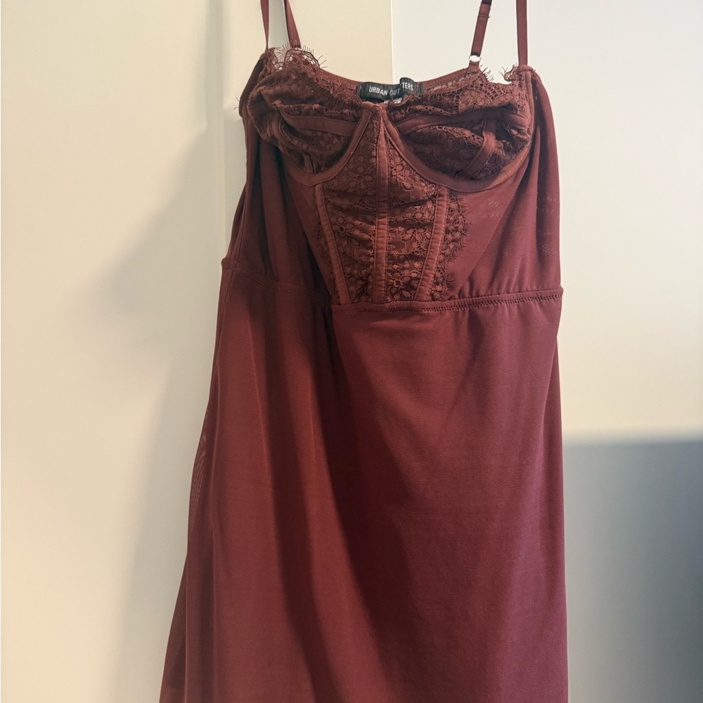 Urban Outfitters brown Lace-Trim dress